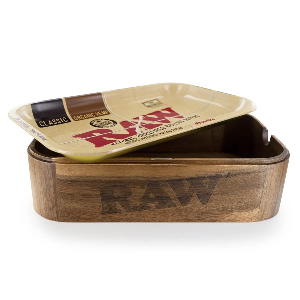 RAW houten bewaardoos met rolplateau-deksel