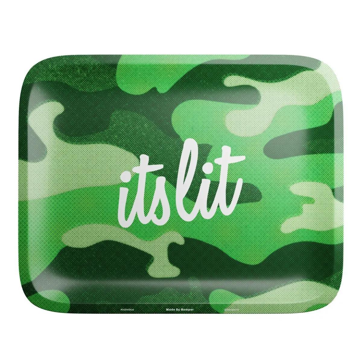 It's Lit! Light Green Camouflage Rolling Tray