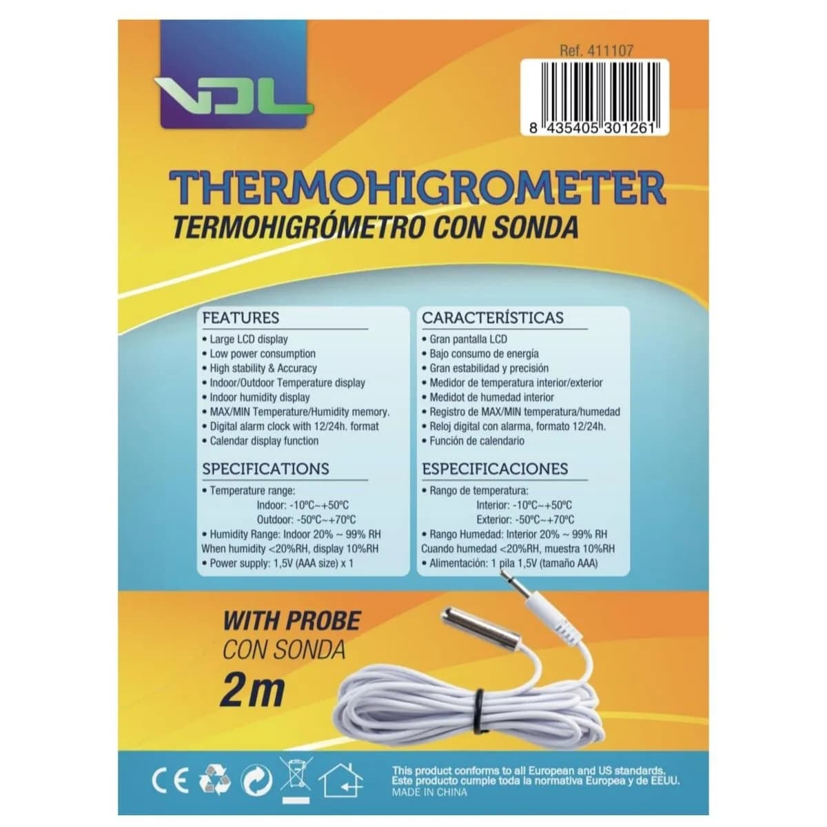 Thermo-hygrometer met groot scherm (VDL)