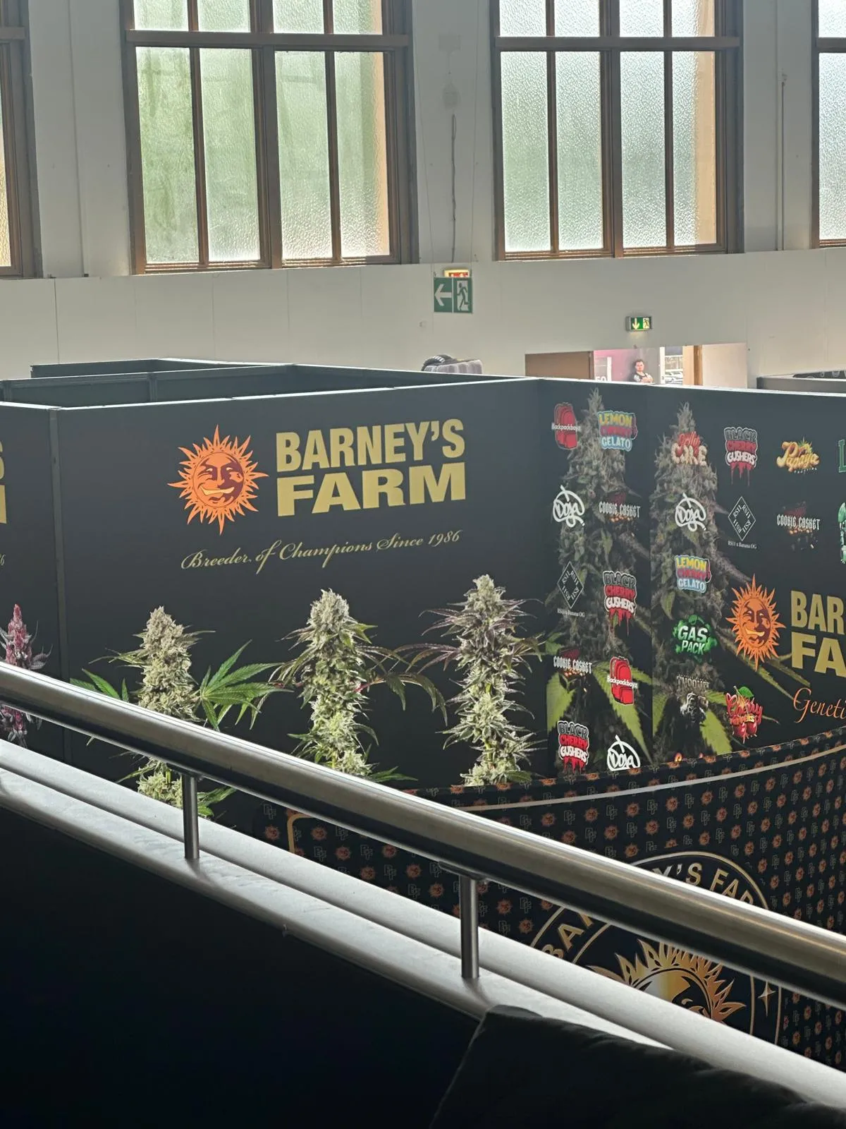 Barney's Farm breeder booth with cannabis plant displays at Mary Jane Berlin 2026