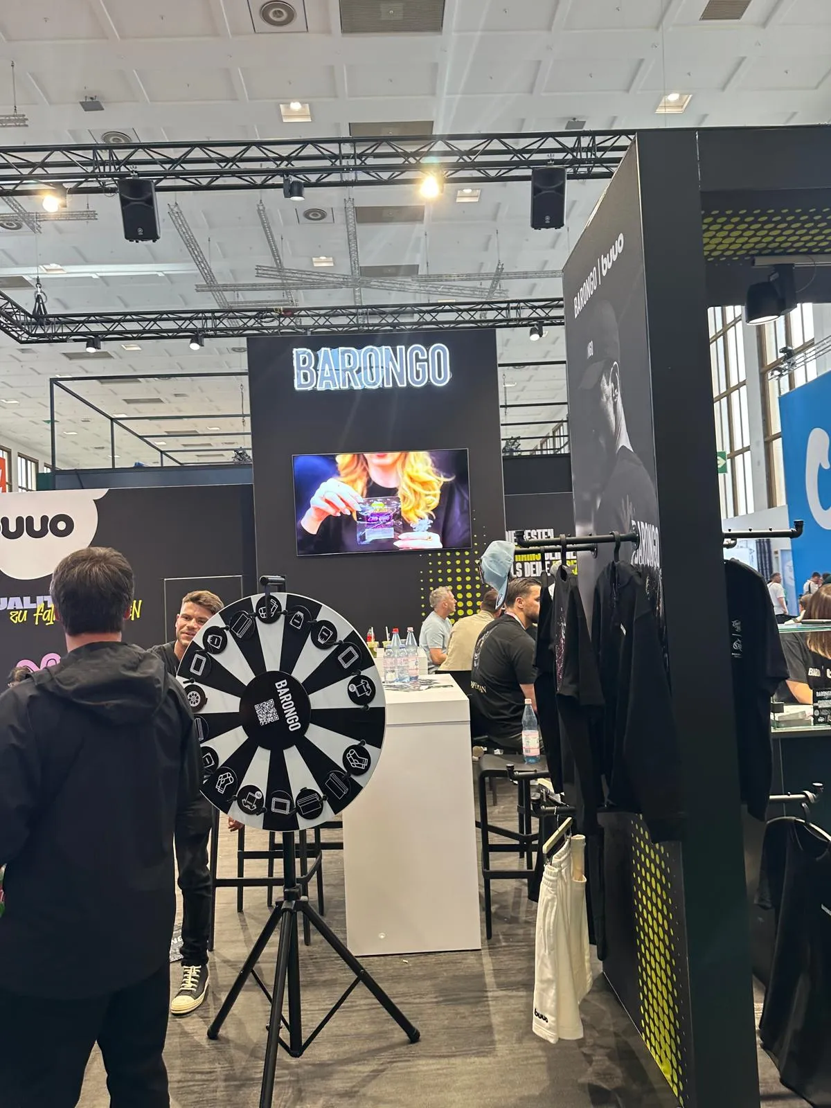 Barongo booth with prize wheel and merchandise at Mary Jane Berlin 2026